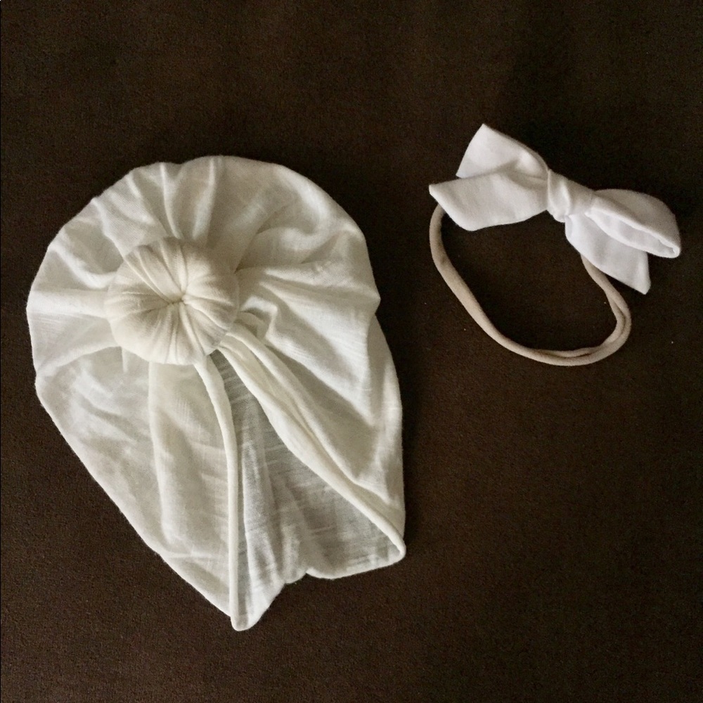 Newborn Knotted Turban and Bow Set